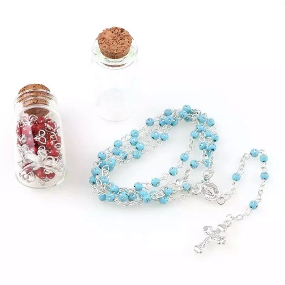 Children’s Holy rosary, Turquoise 4mm plastic bead
